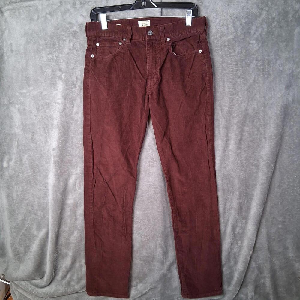 J Crew 770 Corduroy Pants Mens 29x32 Straight Leg Maroon Preppy Casual
